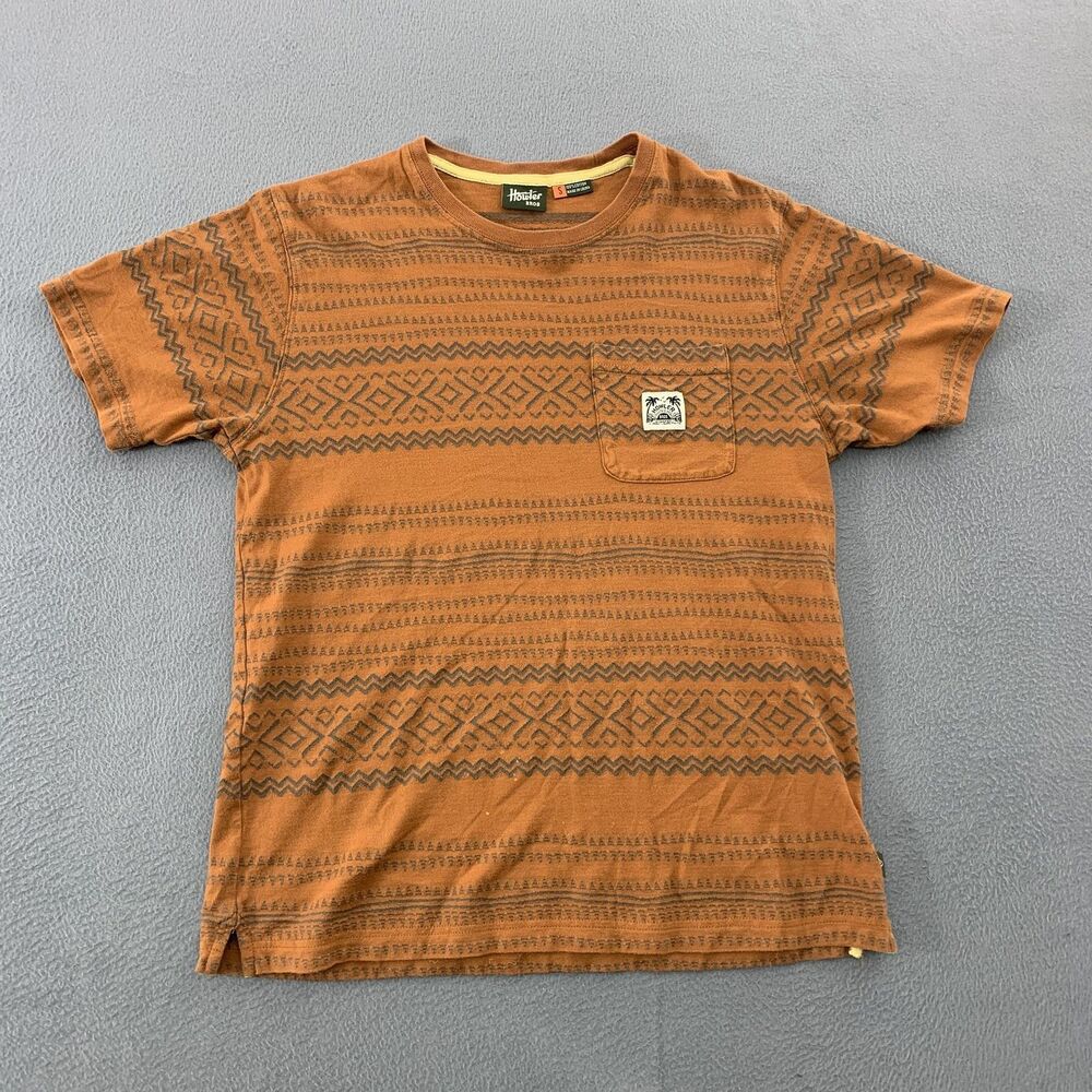 Howler Bros Shirt Mens Small Orange Geometric Pocket Tee Short Sleeve Cotton